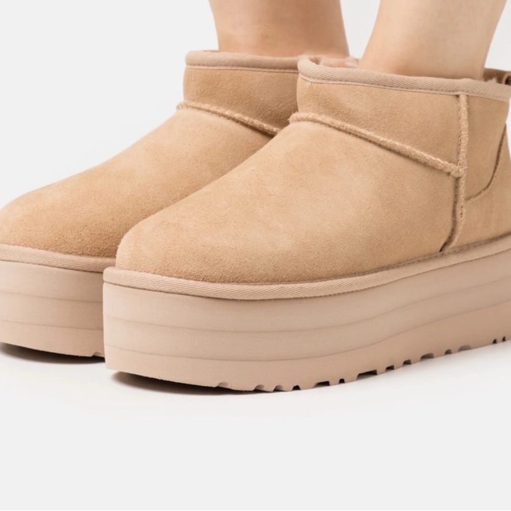 UGG Tan Platform Ankle Boots